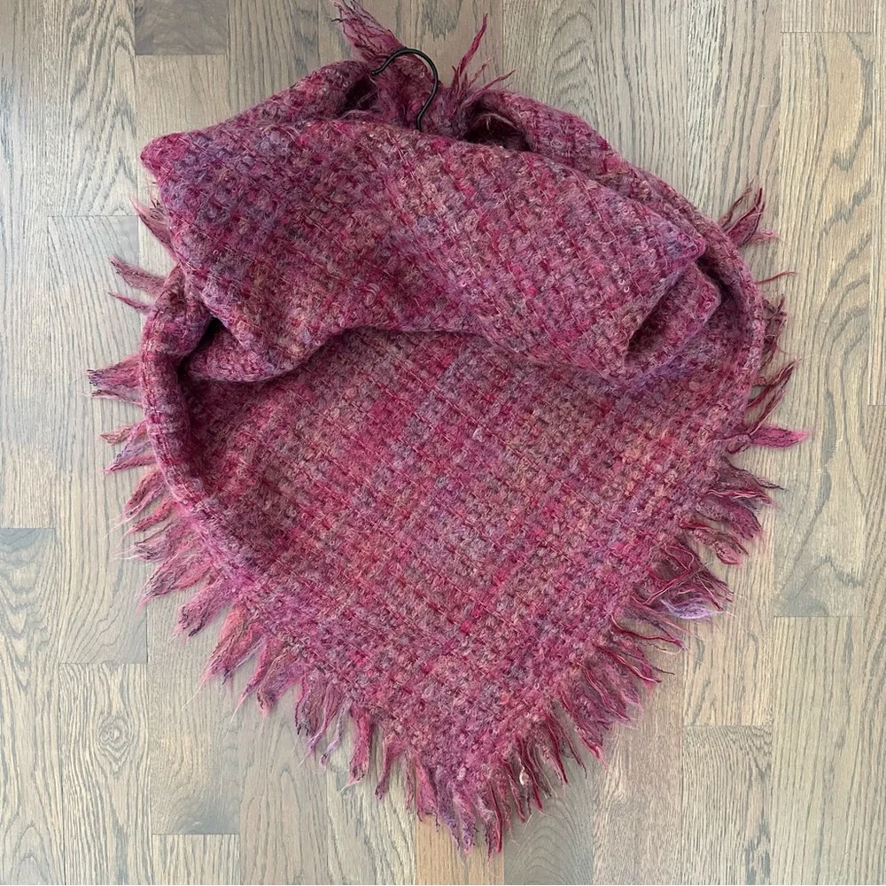 Vintage Avoca Handweavers Wool Textured Woven Multicolored Scarf Pink 45